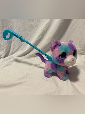 Furreal friends purple walkalots cat with leash cotton candy